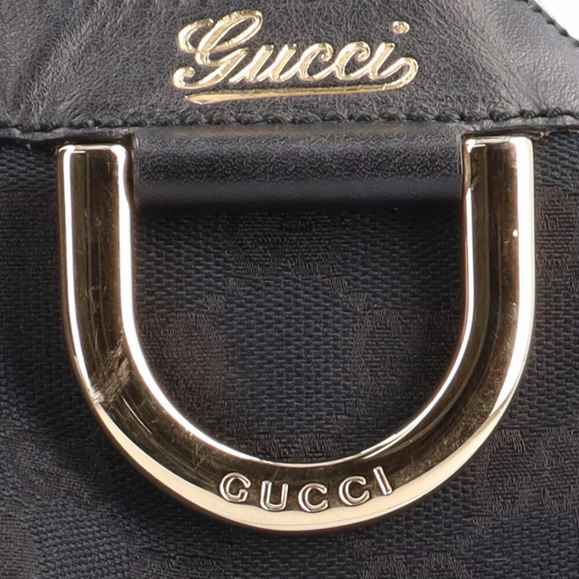 GUCCI Abbey GG Campus Shoulder Bag Canvas Black Women's