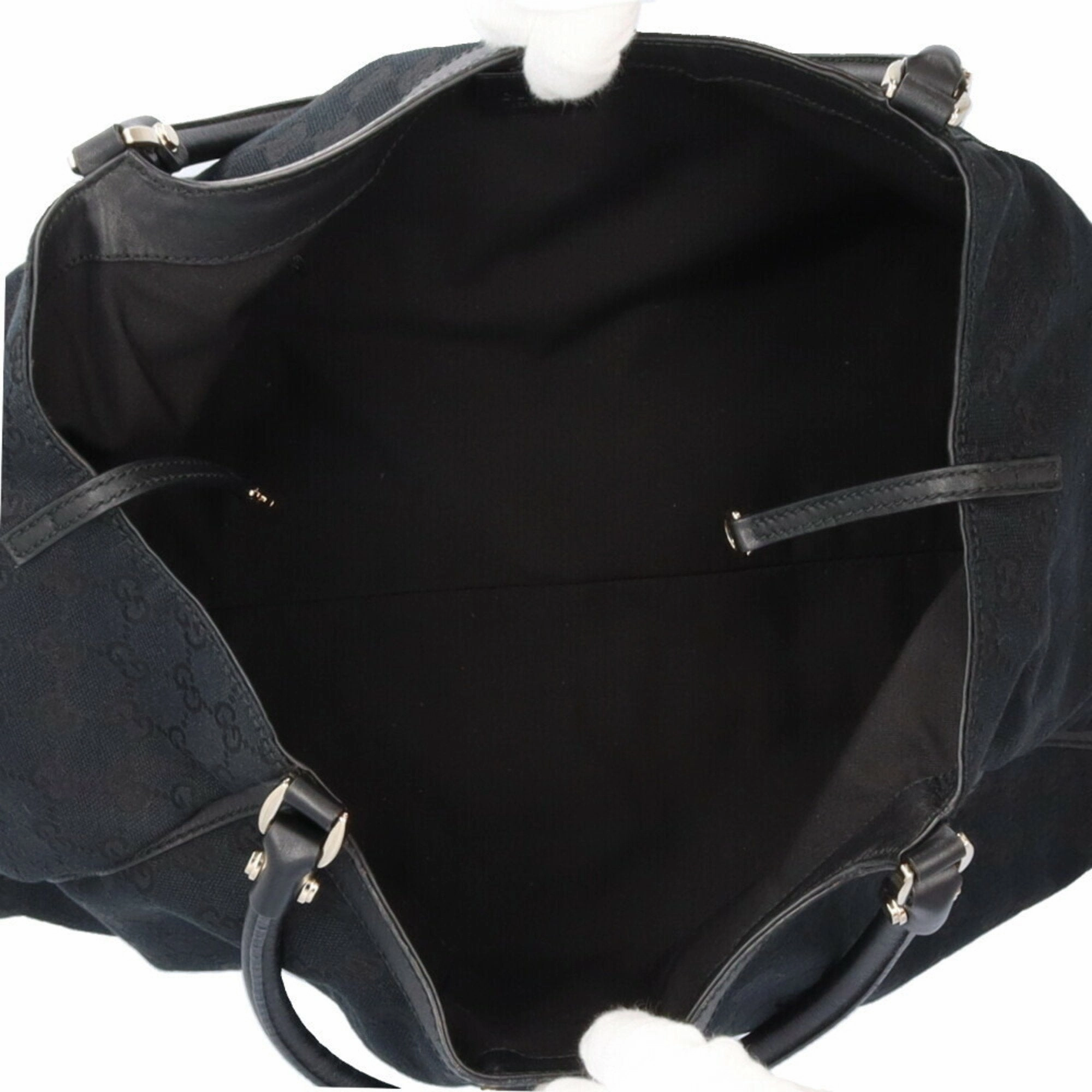 GUCCI Abbey GG Campus Shoulder Bag Canvas Black Women's