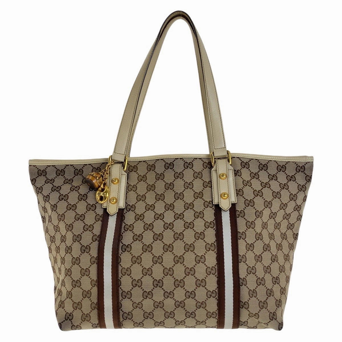 Gucci Bamboo Canvas Tote Shoulder Bag