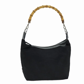GUCCI Bamboo Shoulder Bag Canvas Black 000 1998 0531  bs14538