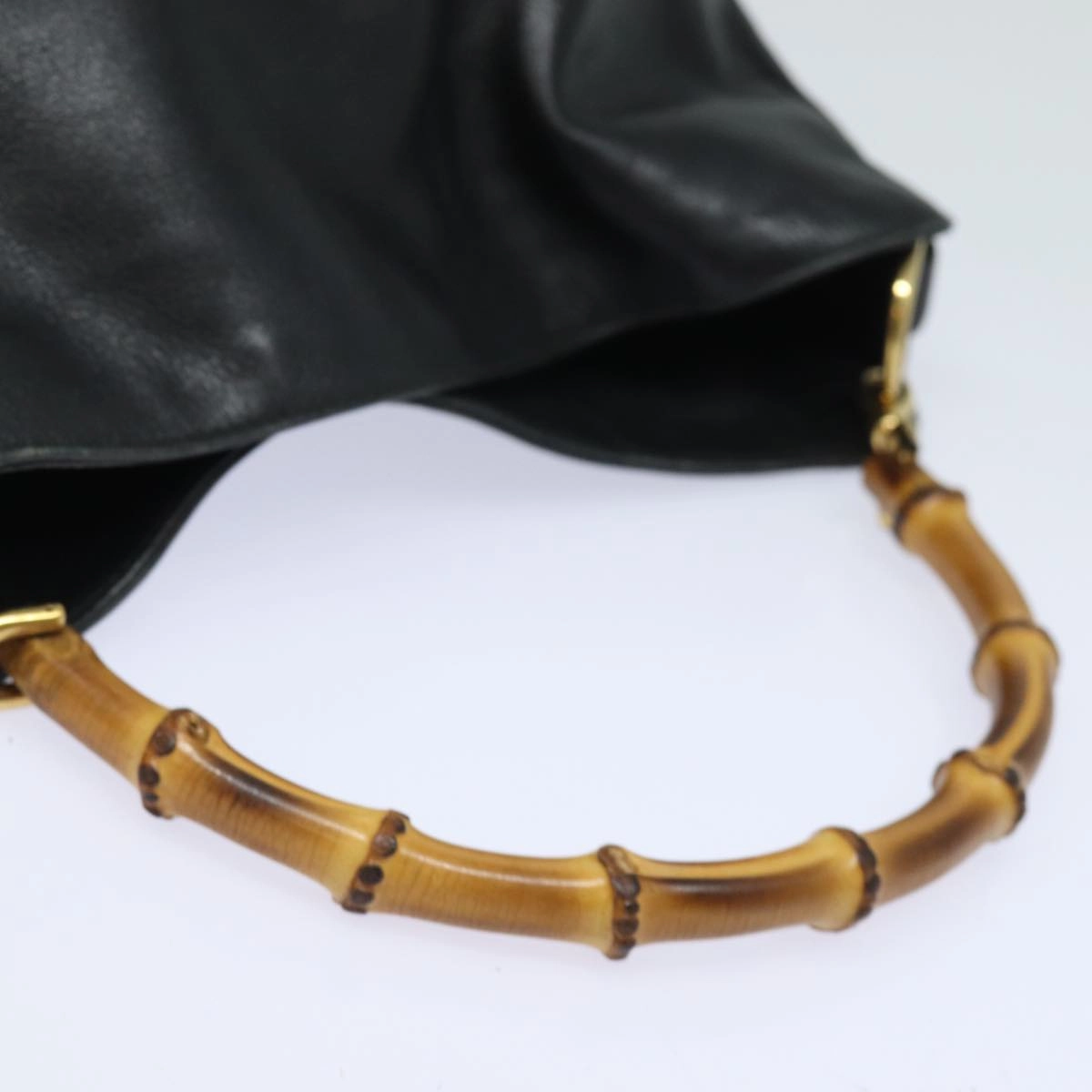 GUCCI Bamboo Shoulder Bag Leather 2way Black 001 1638  80839