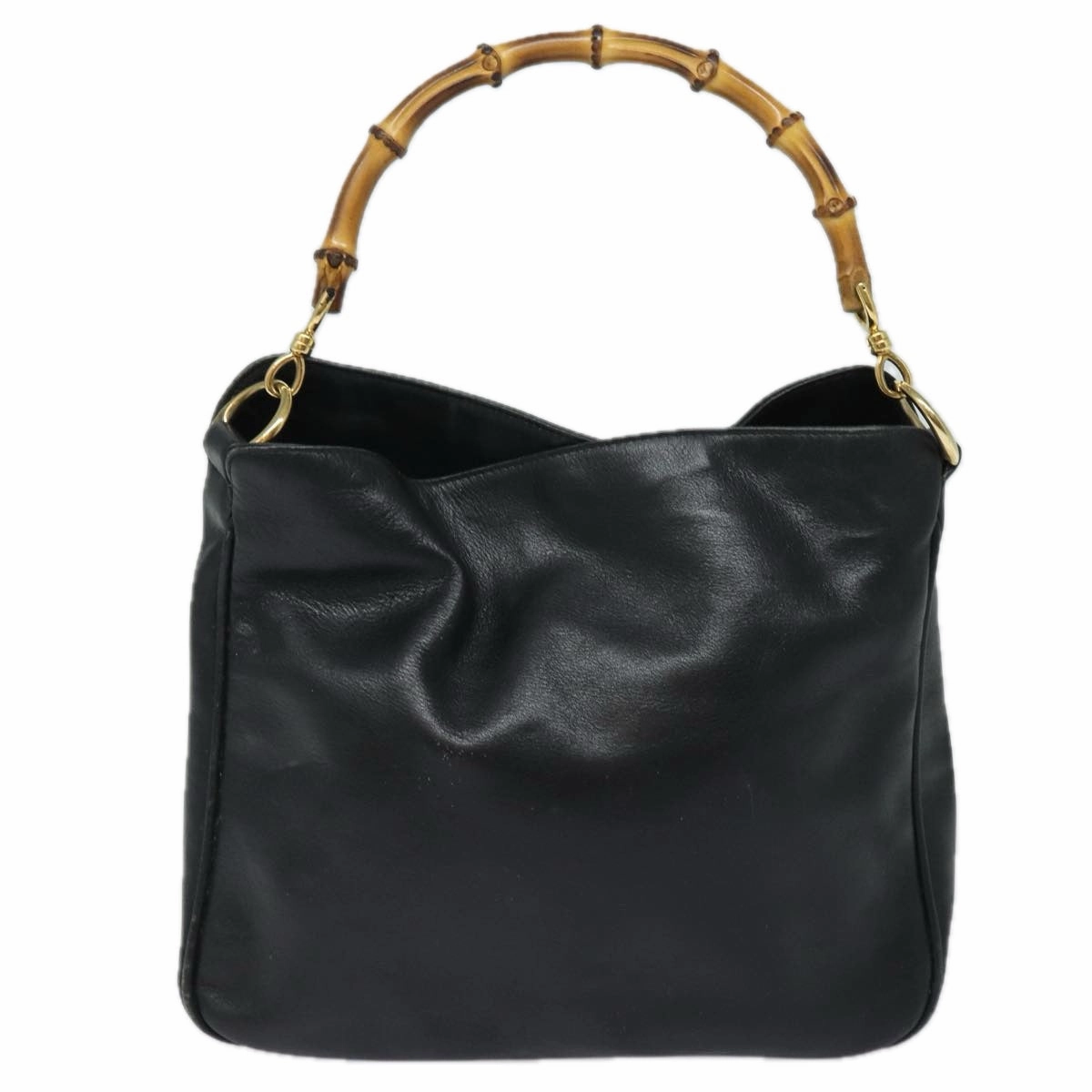 GUCCI Bamboo Shoulder Bag Leather 2way Black 001 1638  80839