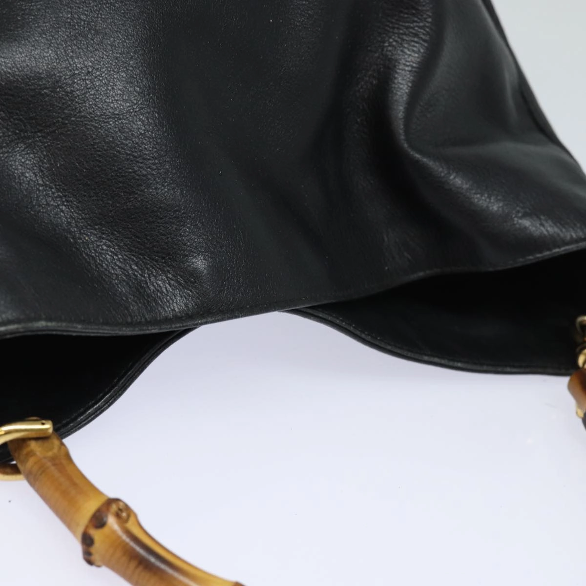 GUCCI Bamboo Shoulder Bag Leather 2way Black 001 1638  80839