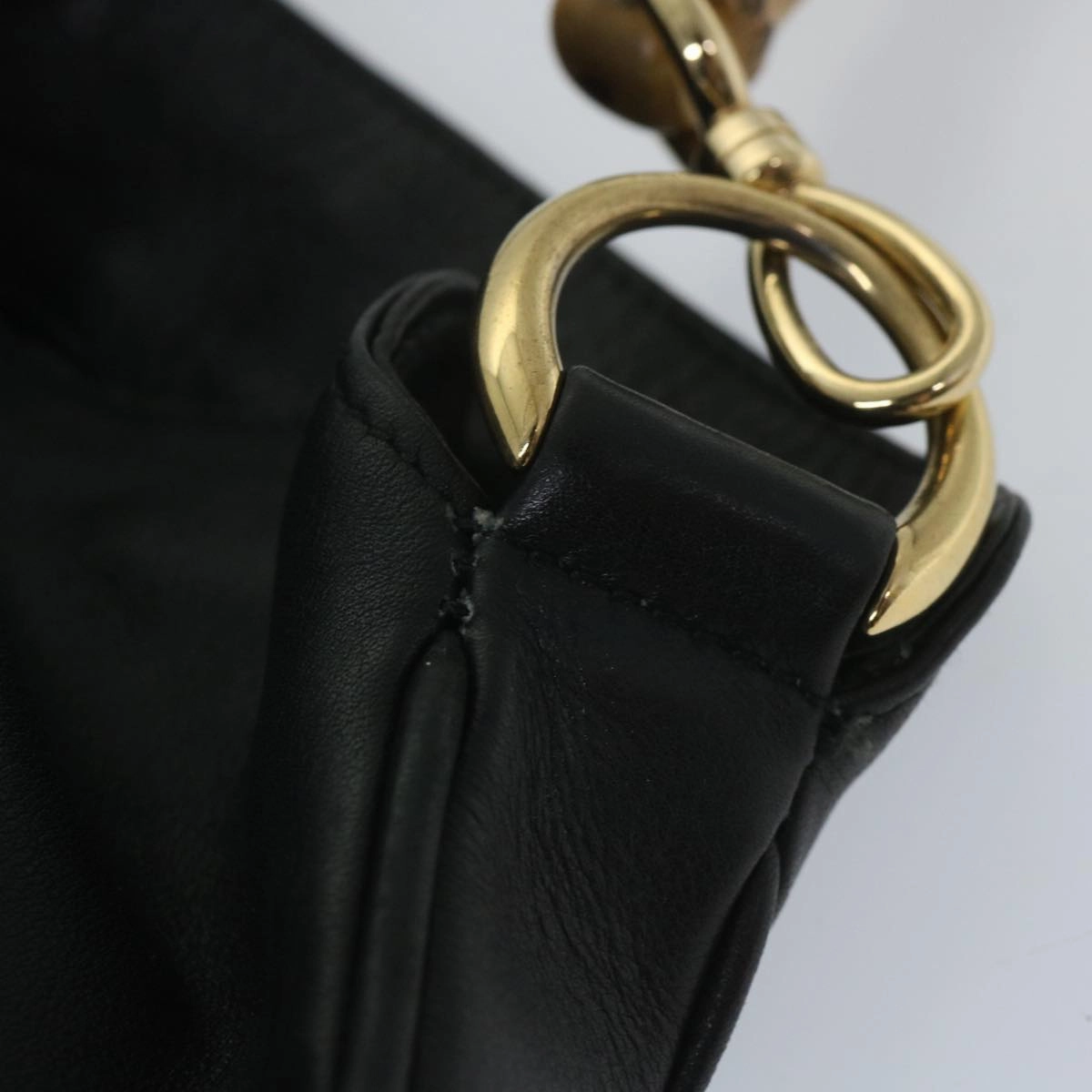 GUCCI Bamboo Shoulder Bag Leather 2way Black  57331