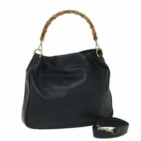 GUCCI Bamboo Shoulder Bag Leather 2way Black  57331