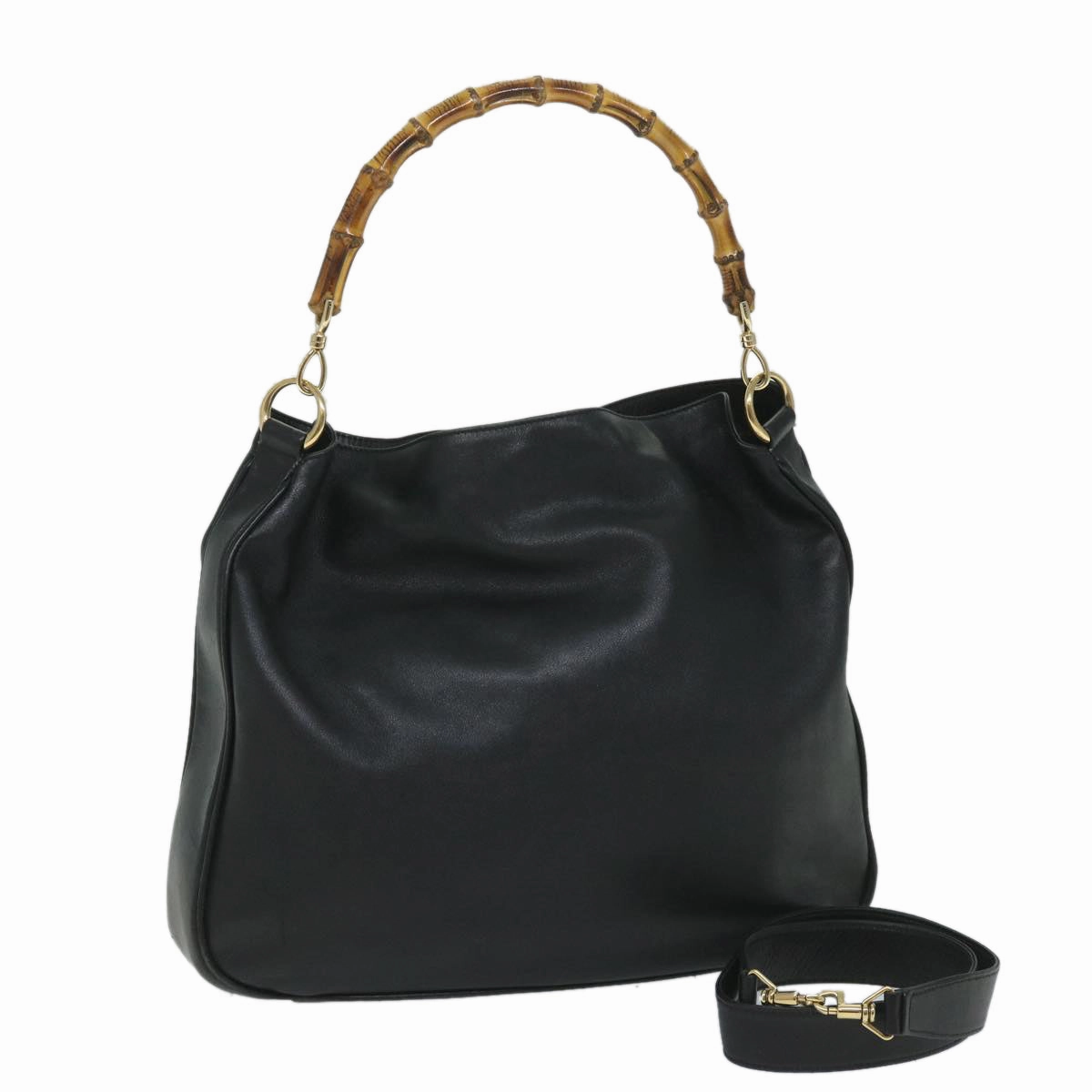 GUCCI Bamboo Shoulder Bag Leather 2way Black  57331