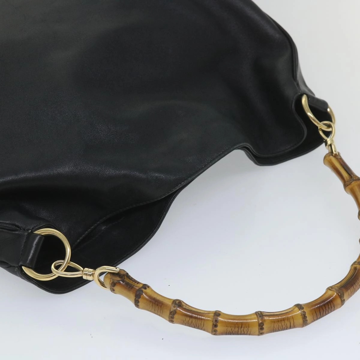 GUCCI Bamboo Shoulder Bag Leather 2way Black  57331