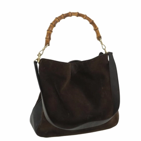 GUCCI Bamboo Shoulder Bag Leather 2way Brown 001 3444 1577  bs8481