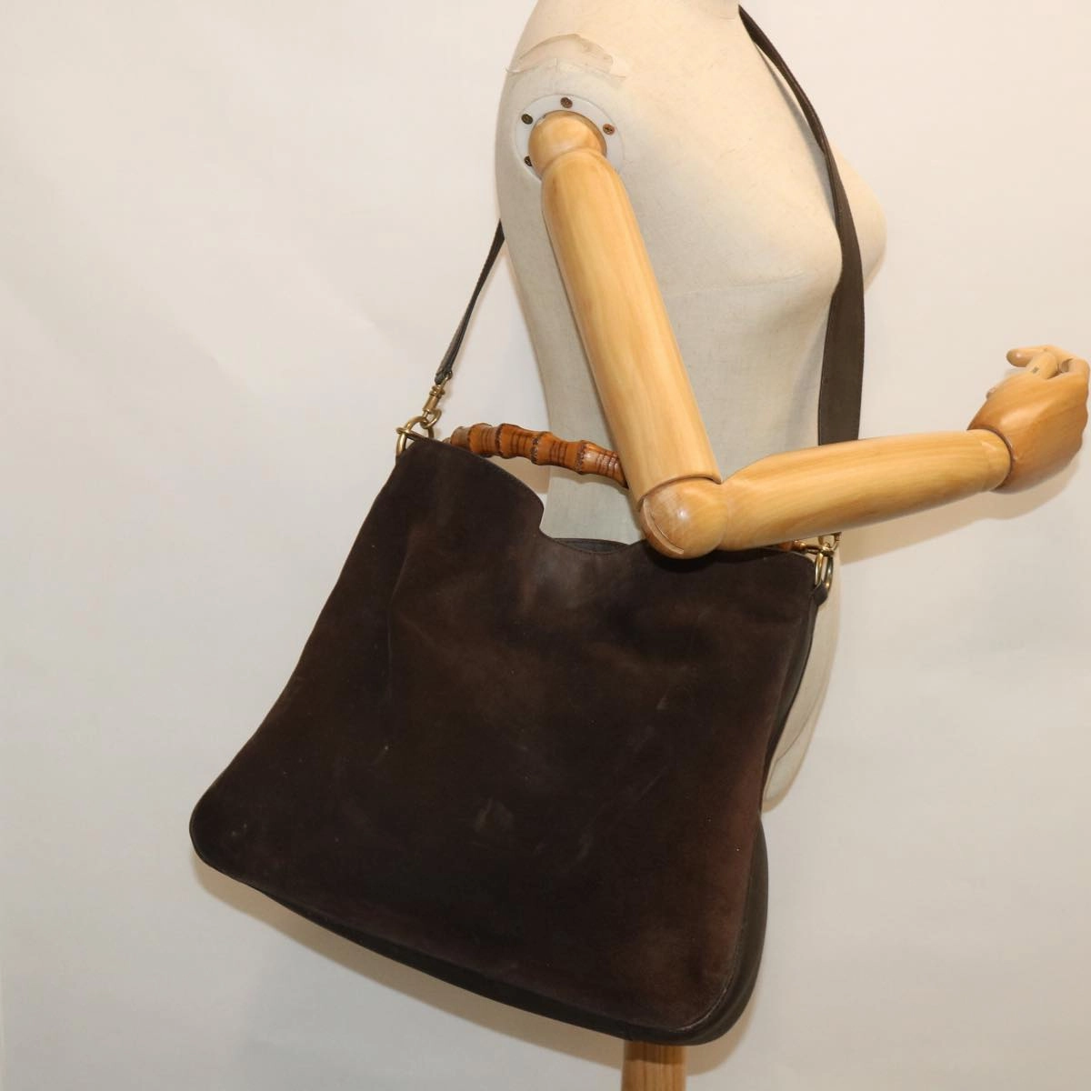 GUCCI Bamboo Shoulder Bag Leather 2way Brown 001 3444 1577  bs8481