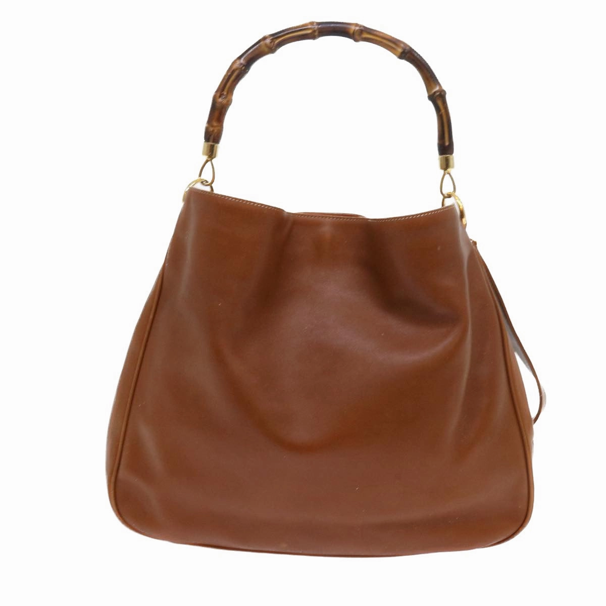 GUCCI Bamboo Shoulder Bag Leather 2way Brown  56298