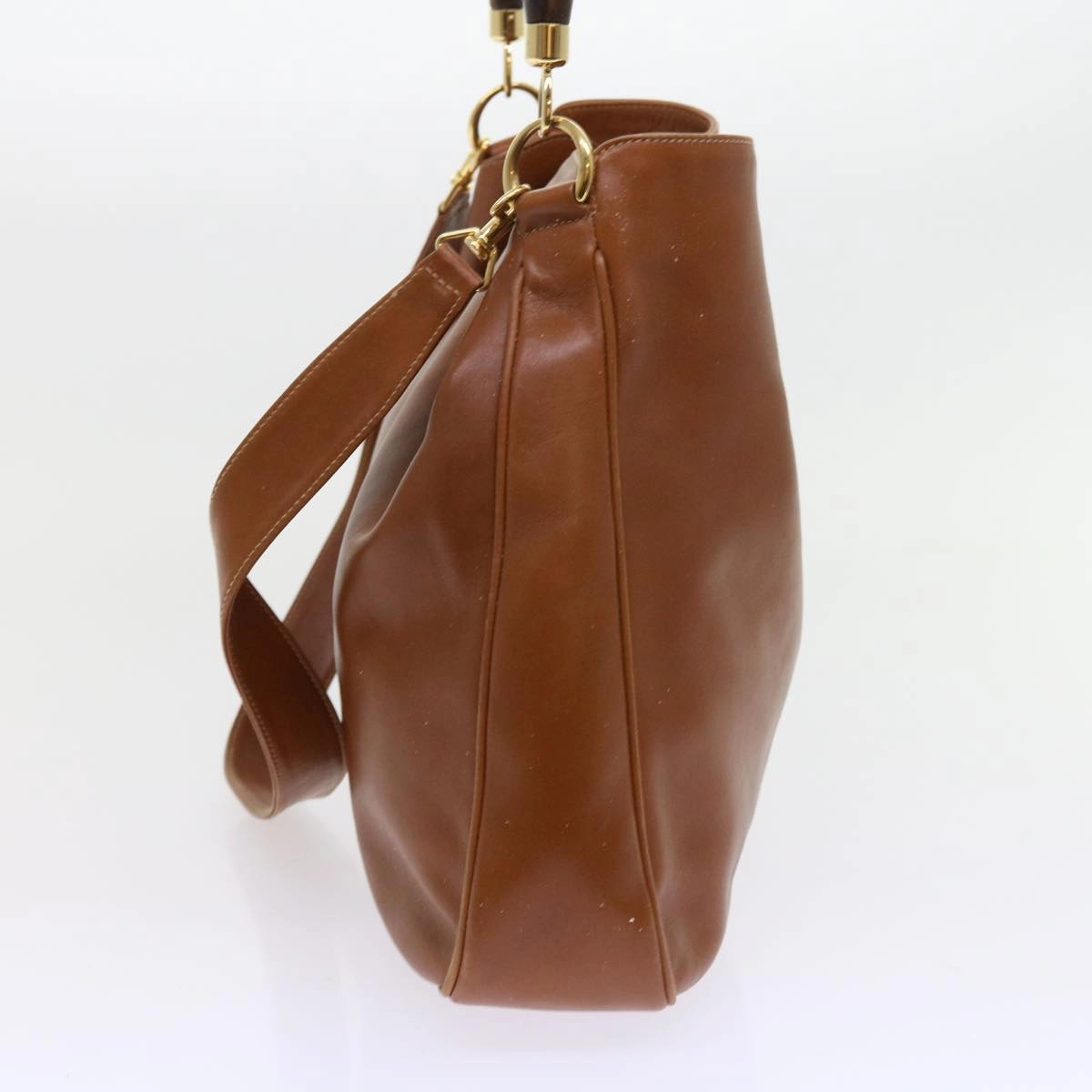 GUCCI Bamboo Shoulder Bag Leather 2way Brown  56298