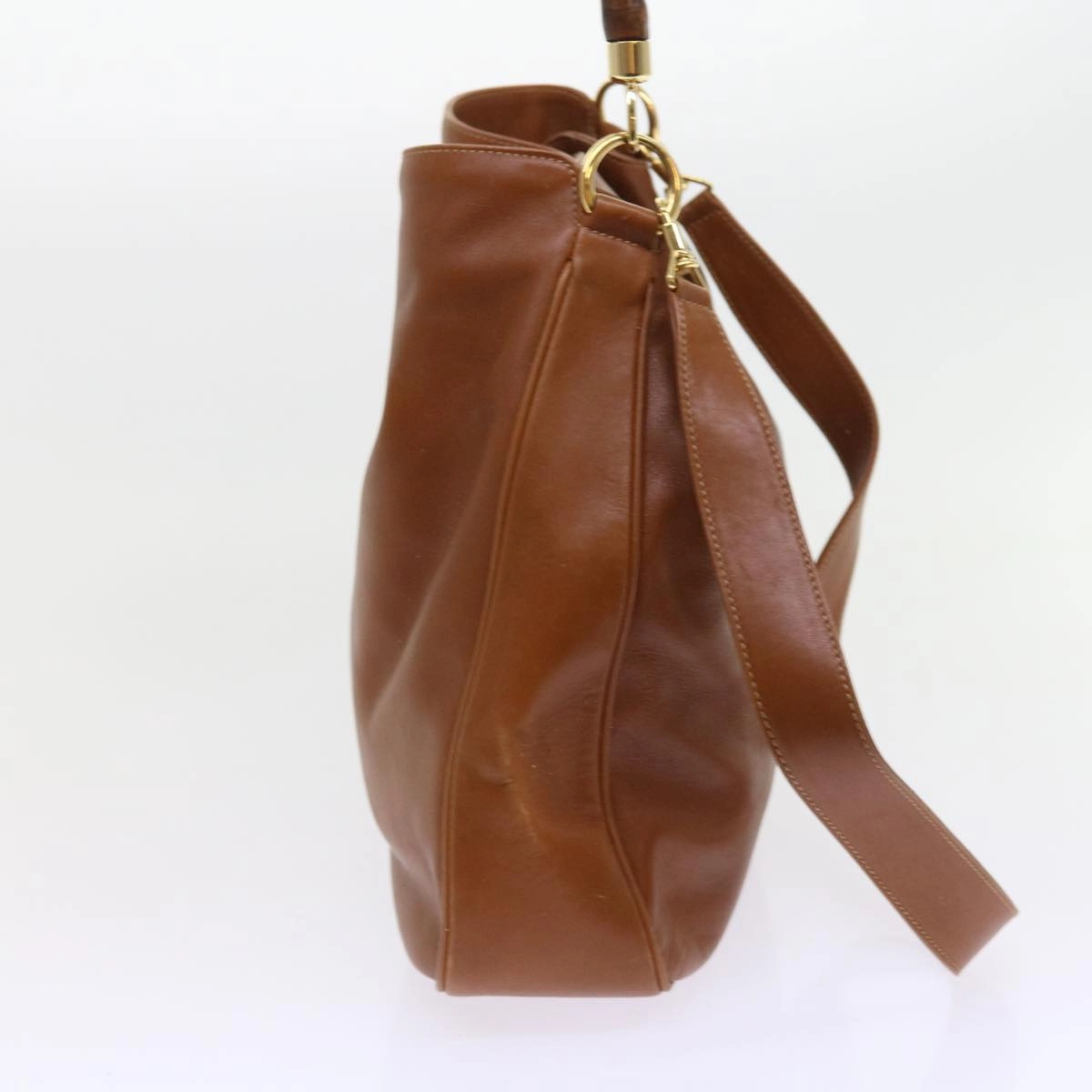 GUCCI Bamboo Shoulder Bag Leather 2way Brown  56298