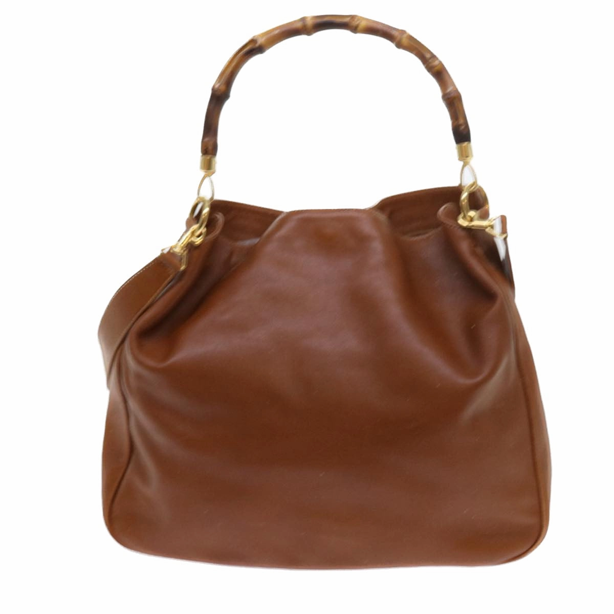 GUCCI Bamboo Shoulder Bag Leather 2way Brown  56298