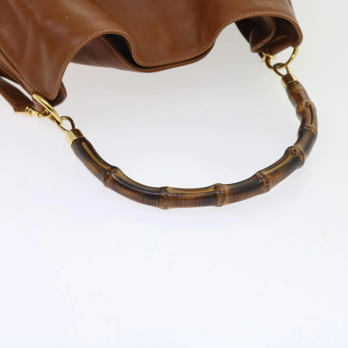 GUCCI Bamboo Shoulder Bag Leather 2way Brown  56298
