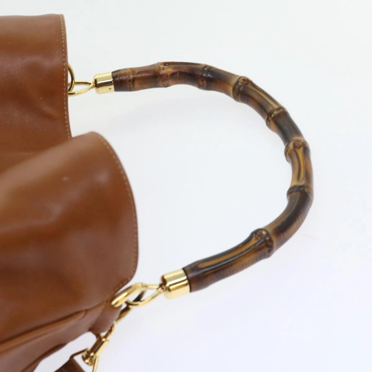 GUCCI Bamboo Shoulder Bag Leather 2way Brown  56298