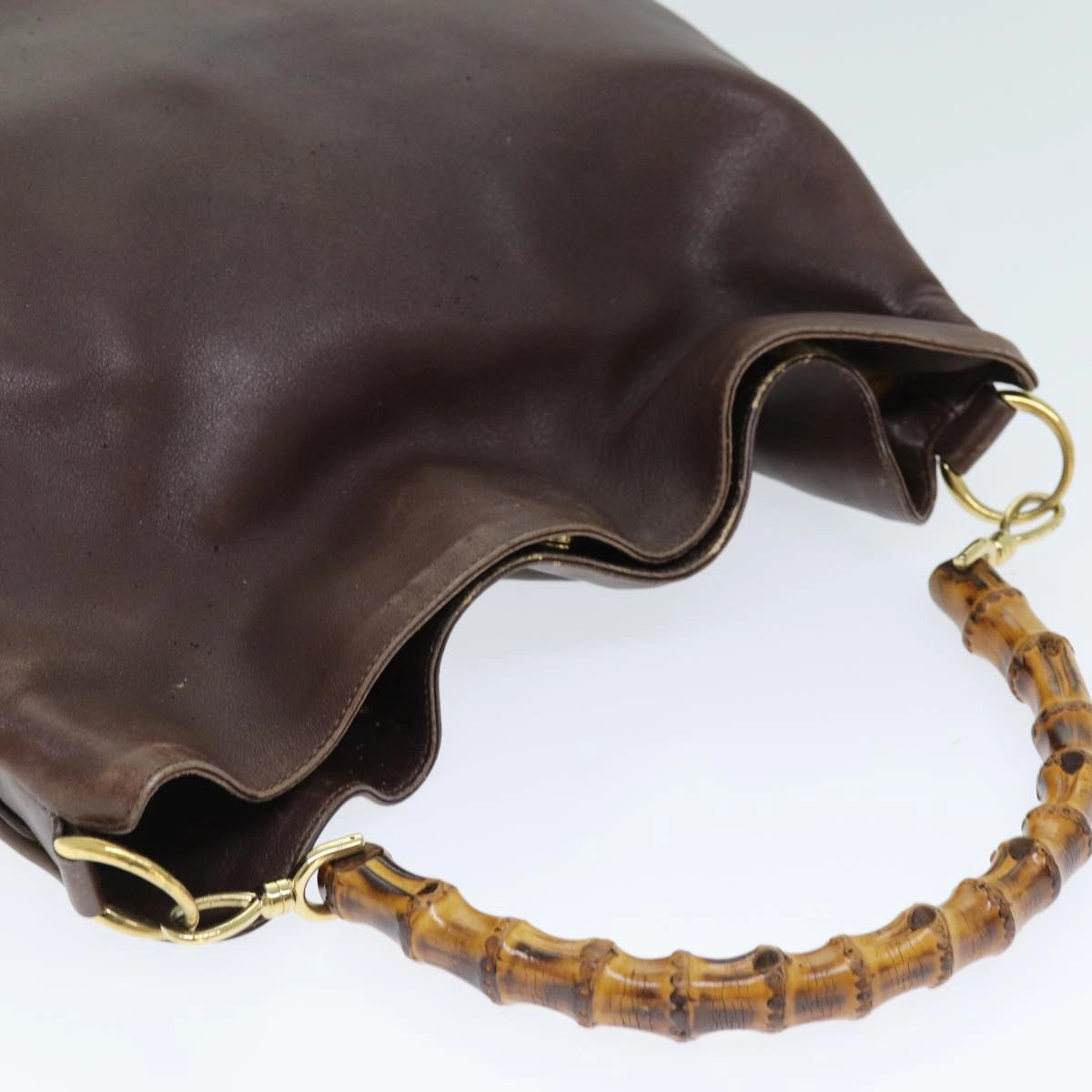 GUCCI Bamboo Shoulder Bag Leather Brown  73913