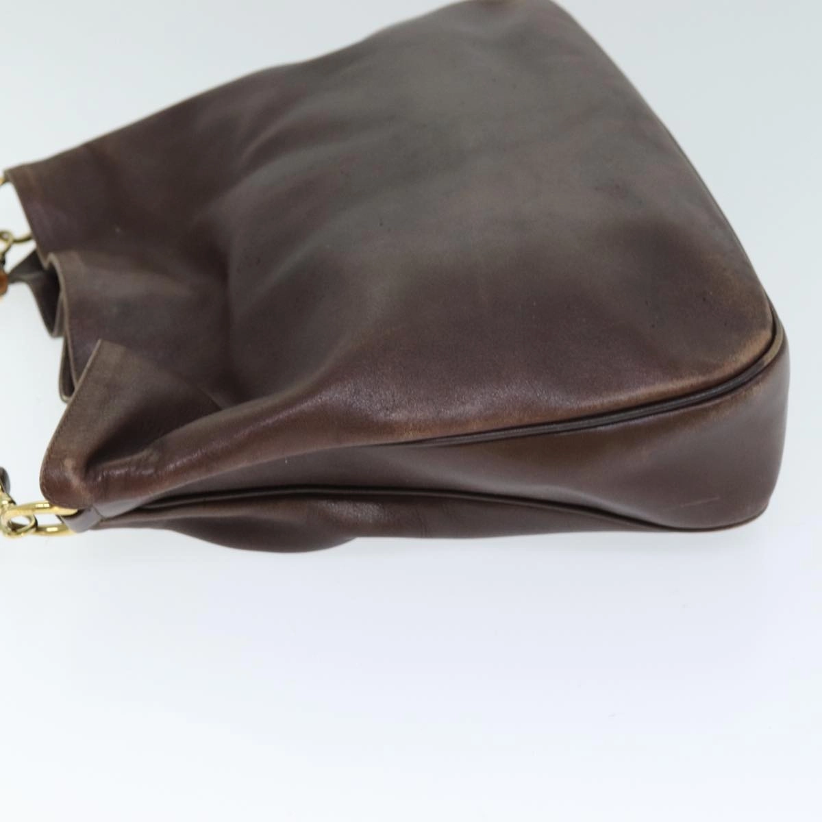 GUCCI Bamboo Shoulder Bag Leather Brown  73913
