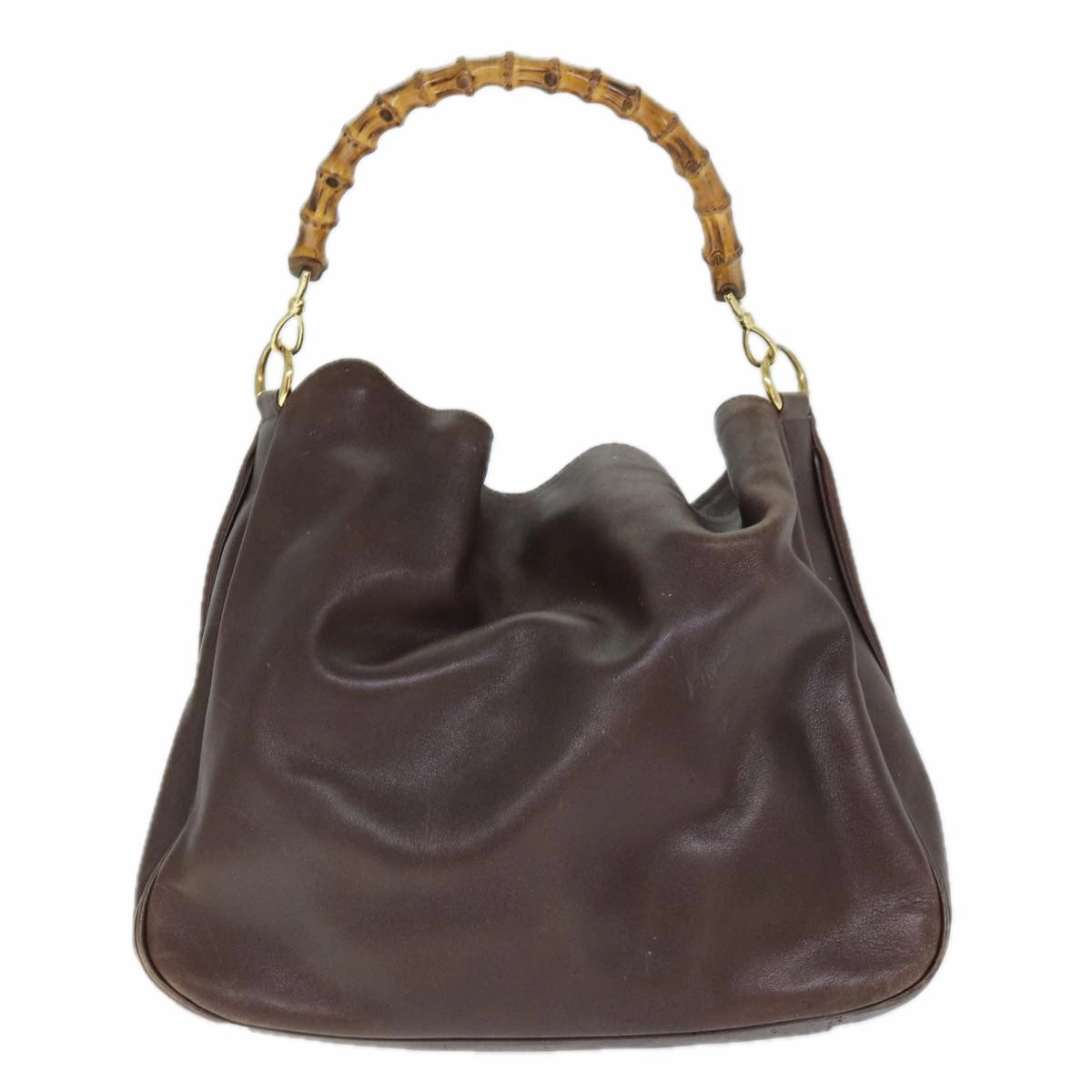 GUCCI Bamboo Shoulder Bag Leather Brown  73913