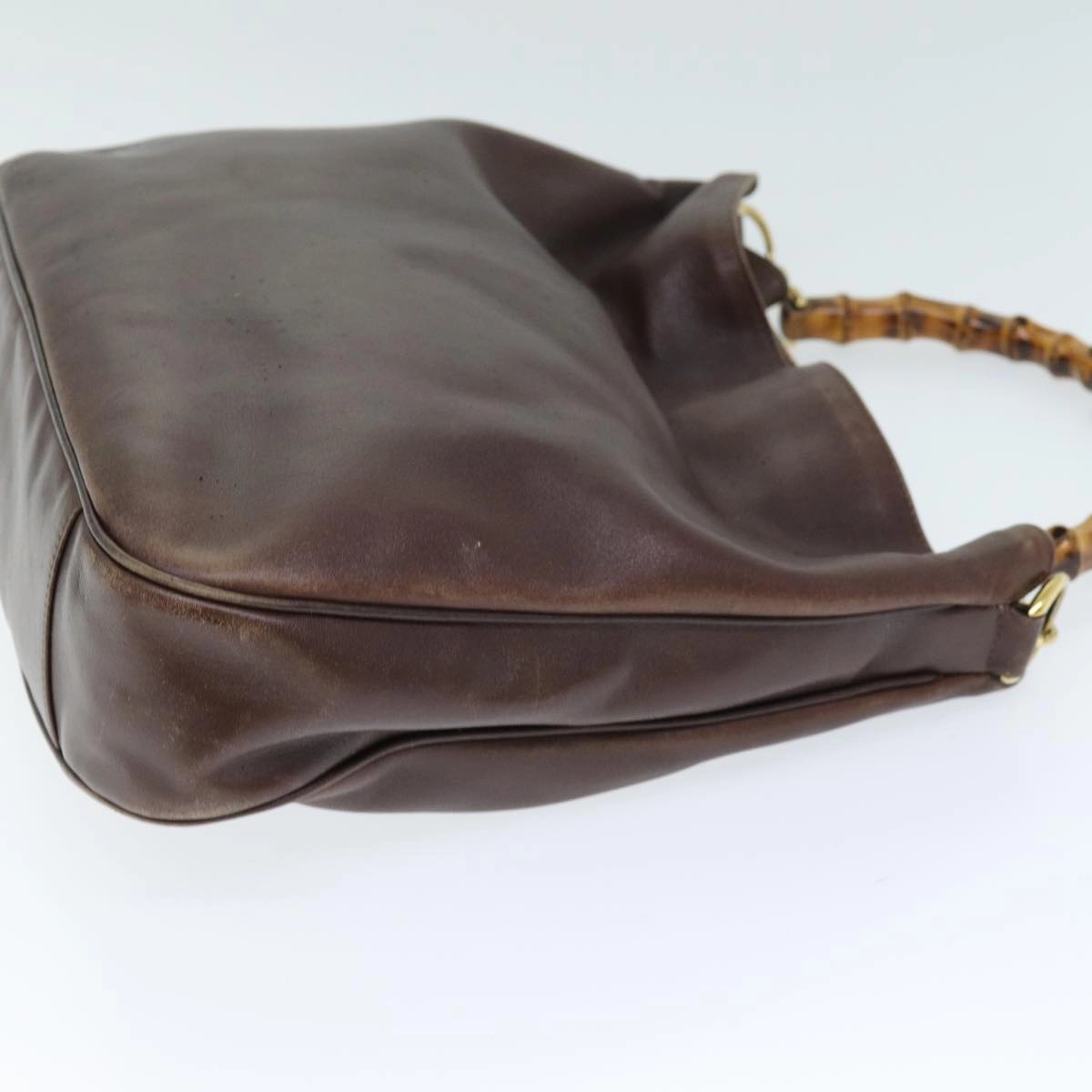 GUCCI Bamboo Shoulder Bag Leather Brown  73913