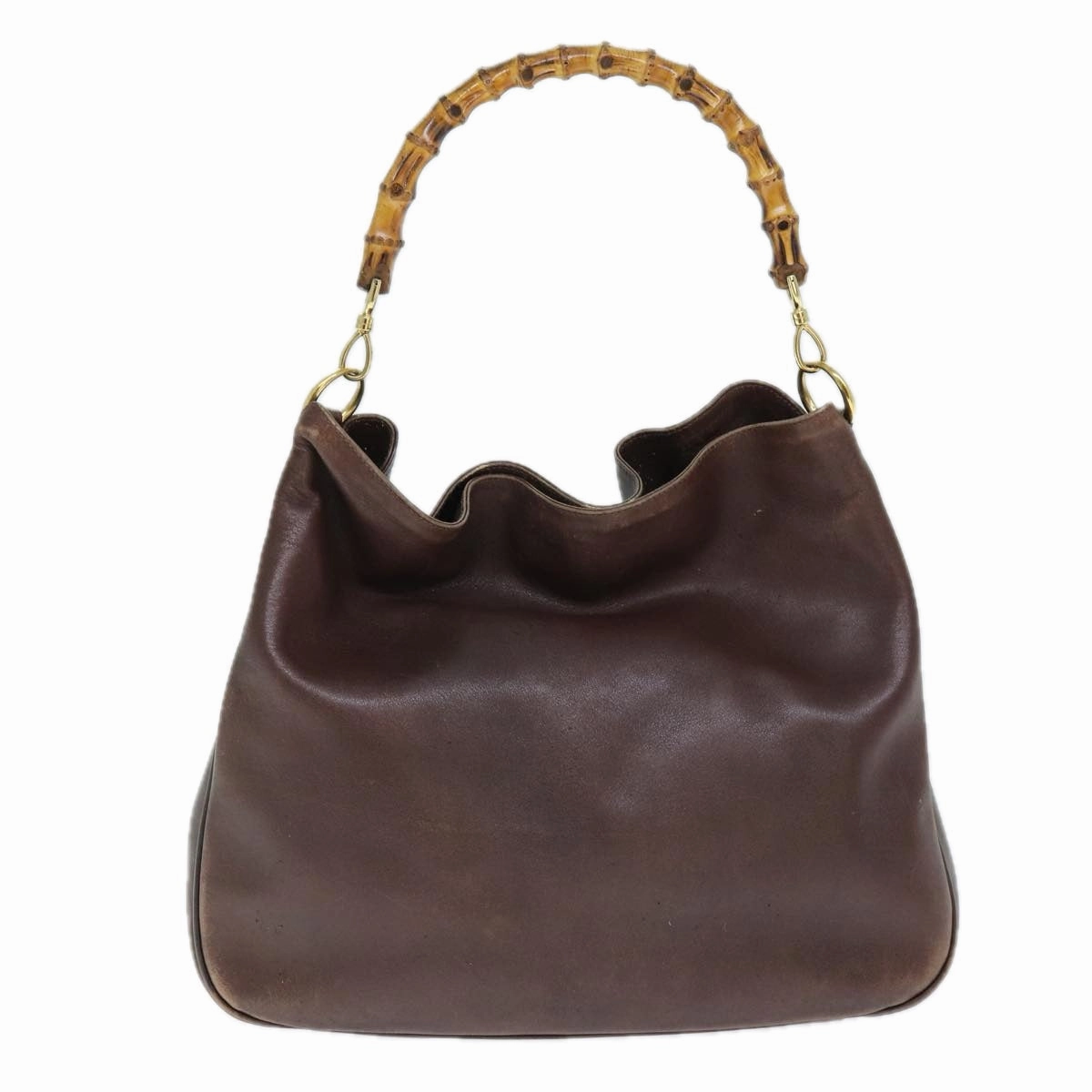 GUCCI Bamboo Shoulder Bag Leather Brown  73913
