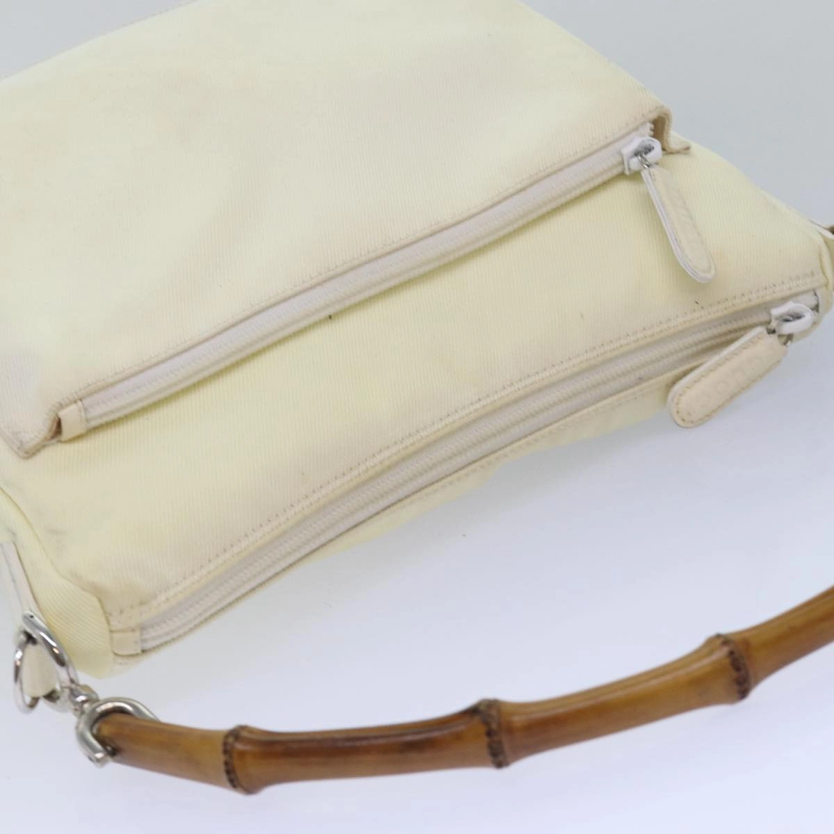 Gucci Bamboo Shoulder Bag Nylon 2Way White