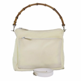 Gucci Bamboo Shoulder Bag Nylon 2Way White