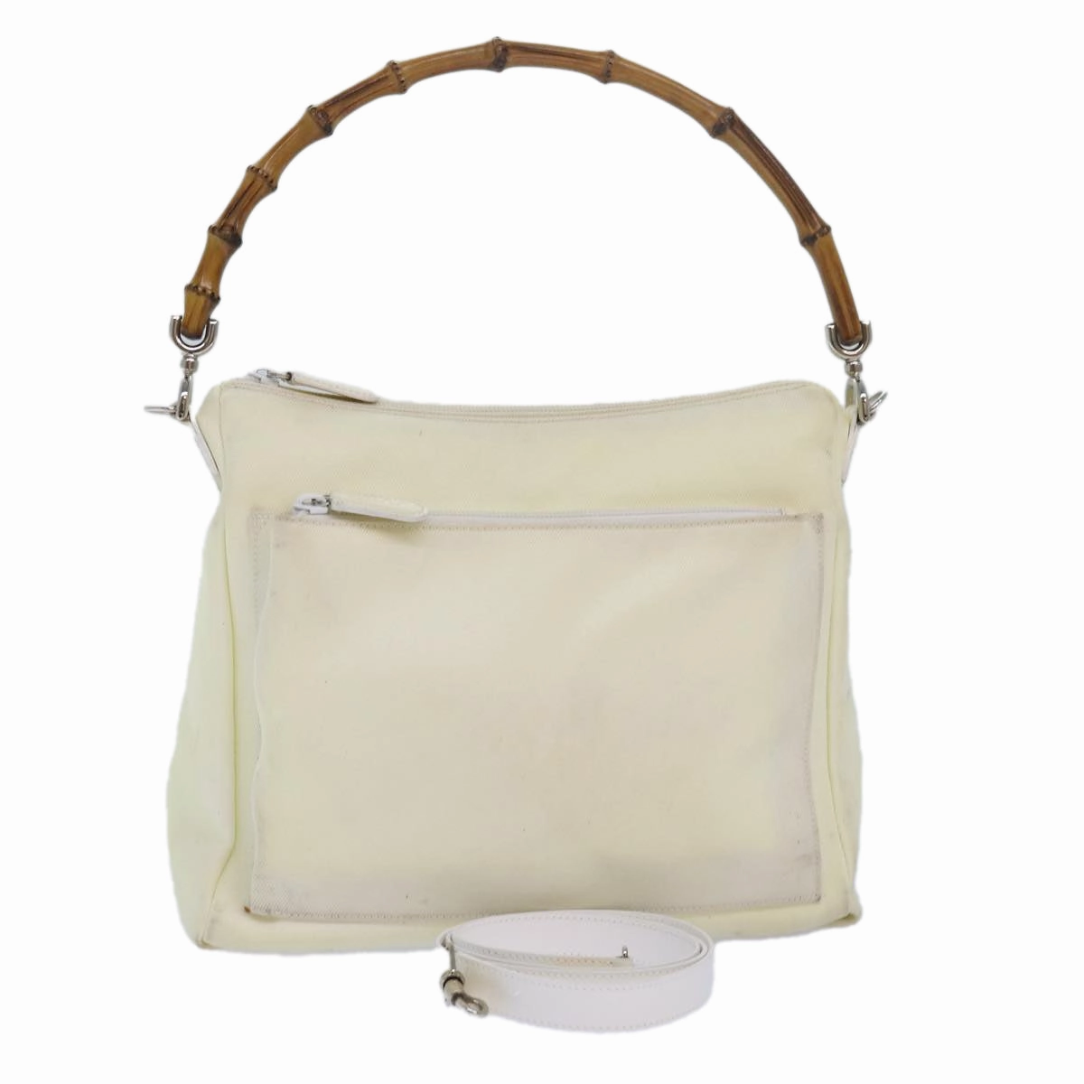 Gucci Bamboo Shoulder Bag Nylon 2Way White