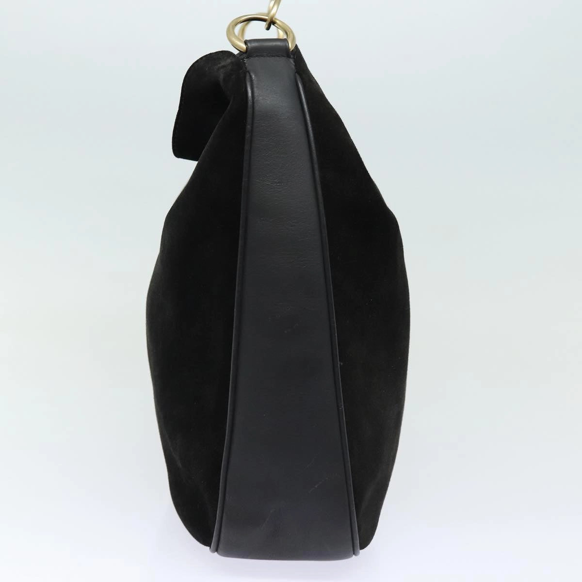 GUCCI Bamboo Shoulder Bag Suede 2way Black 001 0166 1577  fm3656