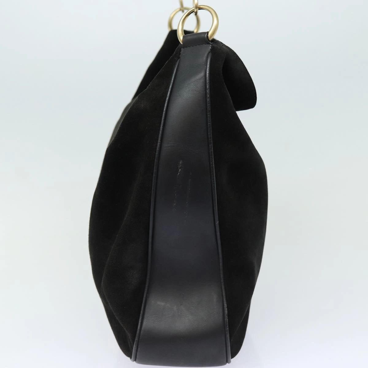 GUCCI Bamboo Shoulder Bag Suede 2way Black 001 0166 1577  fm3656