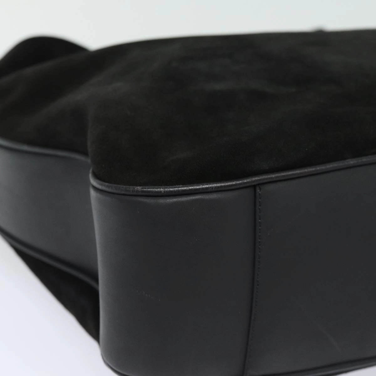GUCCI Bamboo Shoulder Bag Suede 2way Black 001 0166 1577  fm3656