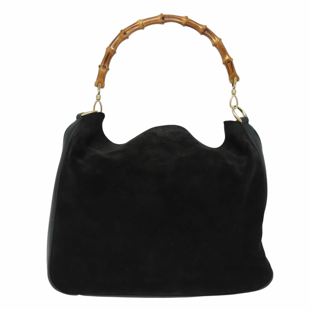 GUCCI Bamboo Shoulder Bag Suede 2way Black 001 0166 1577  fm3656
