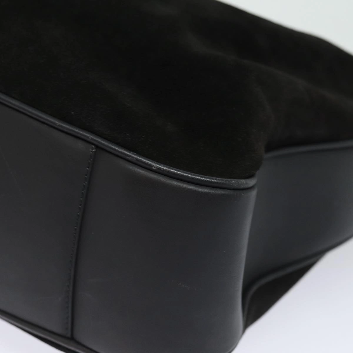 GUCCI Bamboo Shoulder Bag Suede 2way Black 001 0166 1577  fm3656
