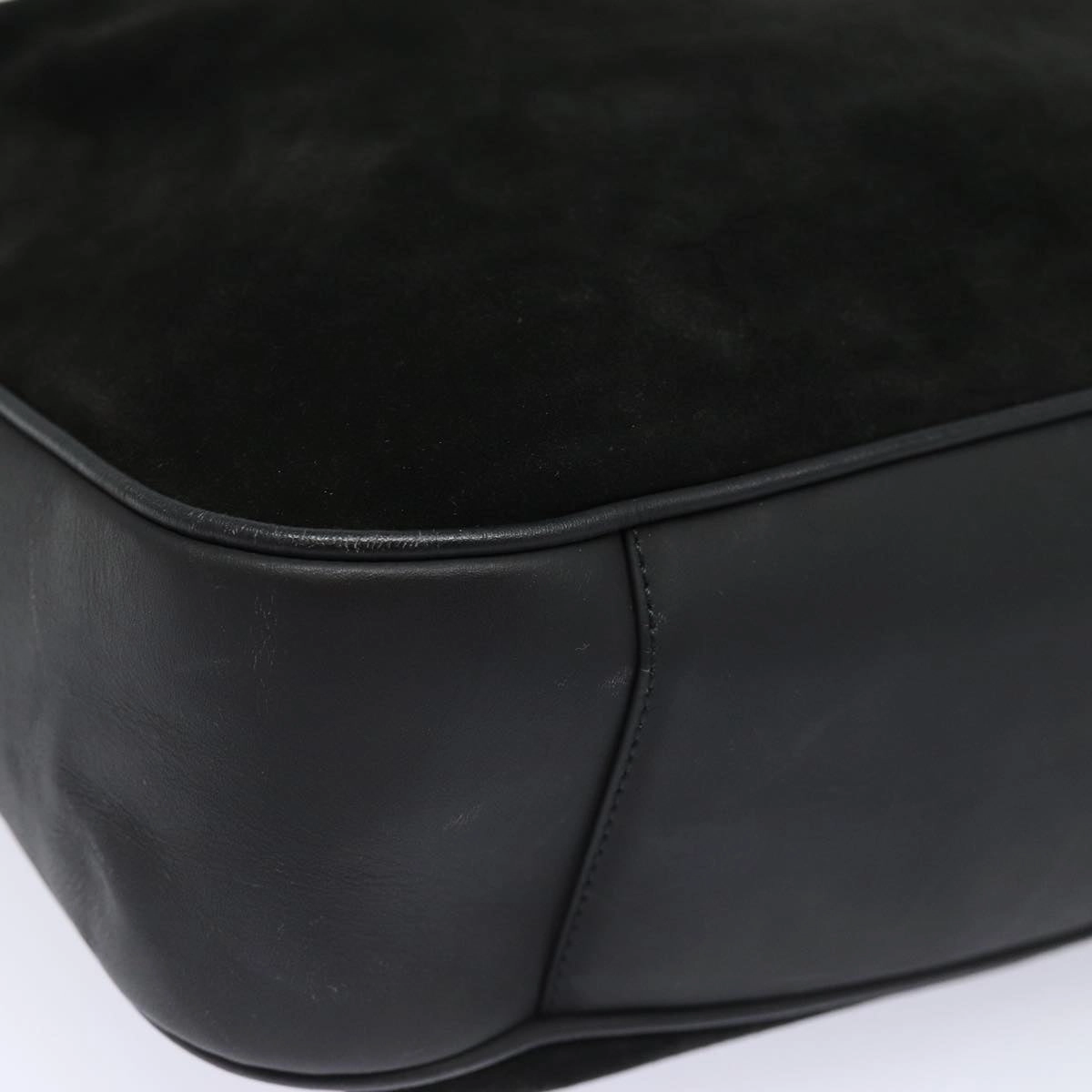GUCCI Bamboo Shoulder Bag Suede 2way Black 001 0166 1577  fm3656