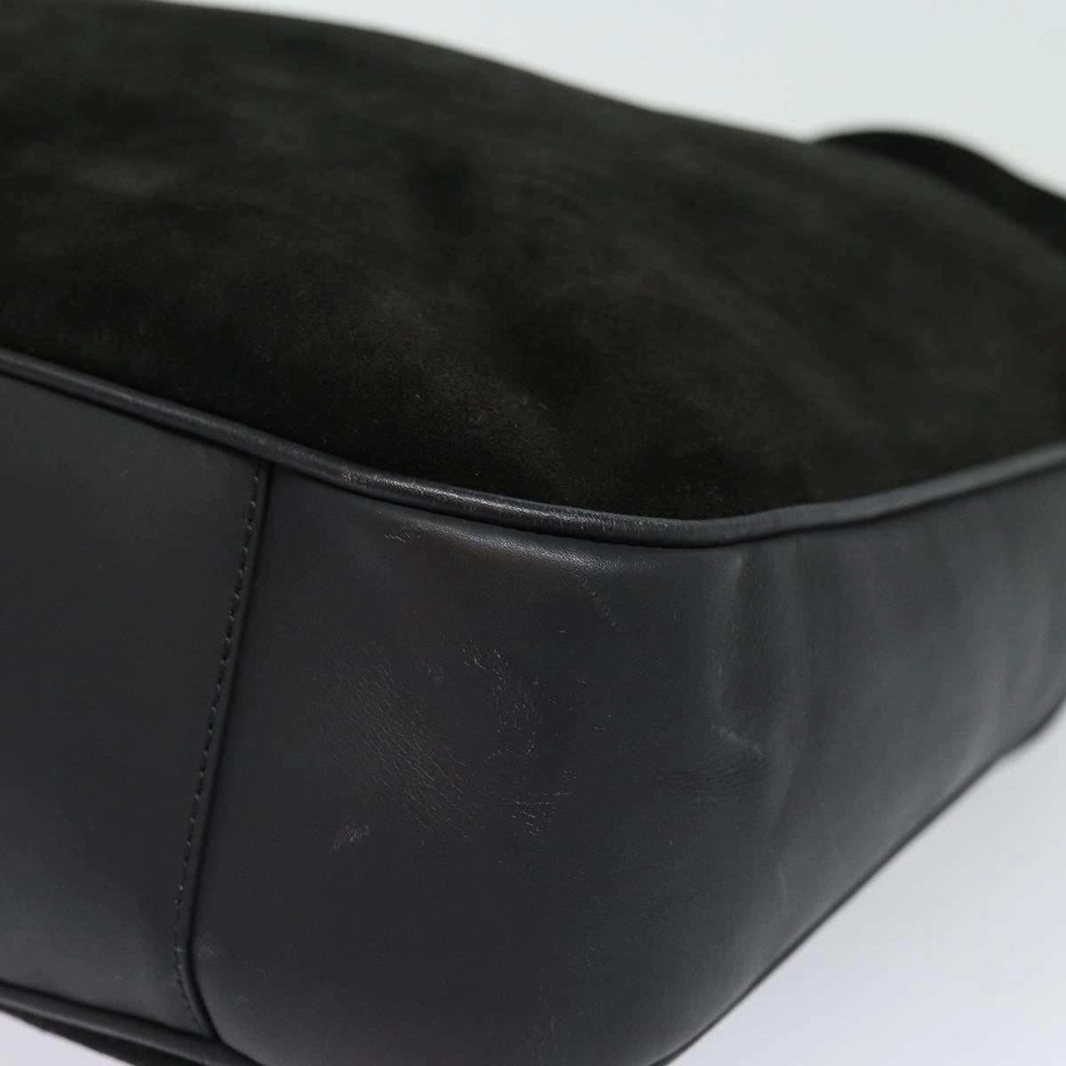 GUCCI Bamboo Shoulder Bag Suede 2way Black 001 0166 1577  fm3656