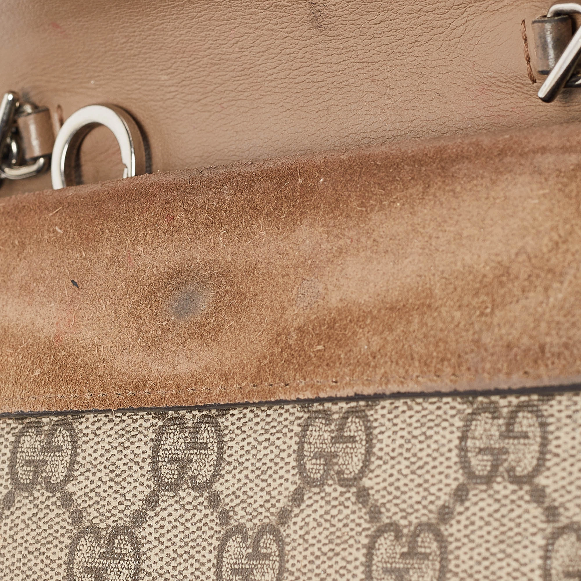 Gucci Beige Gg Supreme Canvas And Suede Super Mini Dionysus Shoulder Bag
