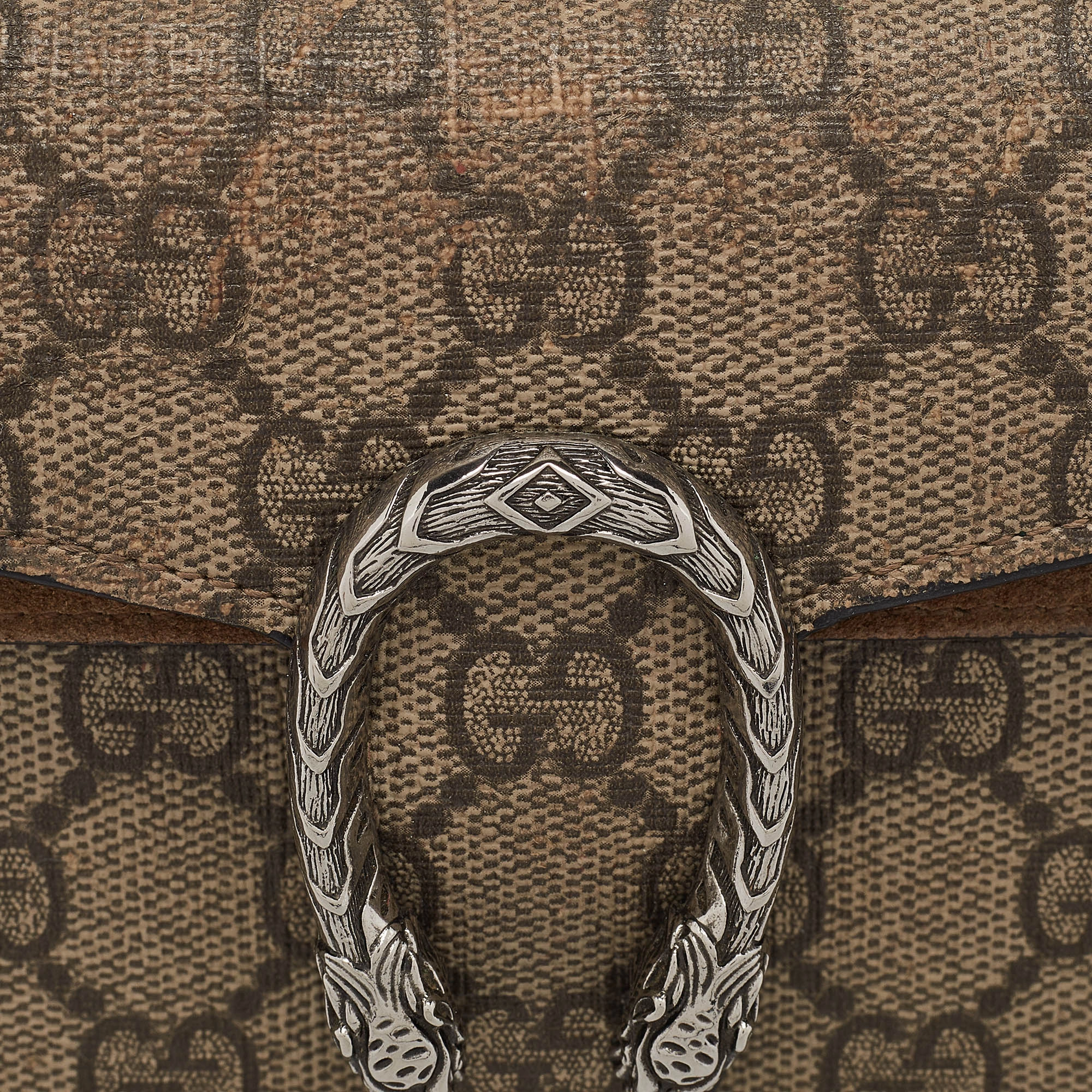 Gucci Beige Gg Supreme Canvas And Suede Super Mini Dionysus Shoulder Bag