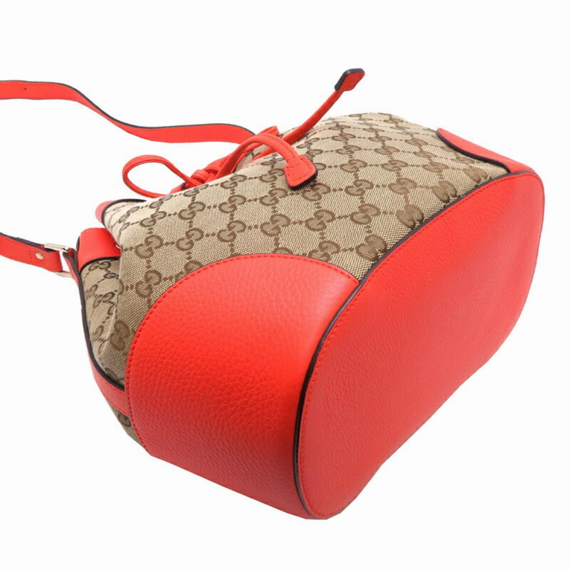 Gucci Beige Orange Gg Canvas Leather Shoulder Bag ()