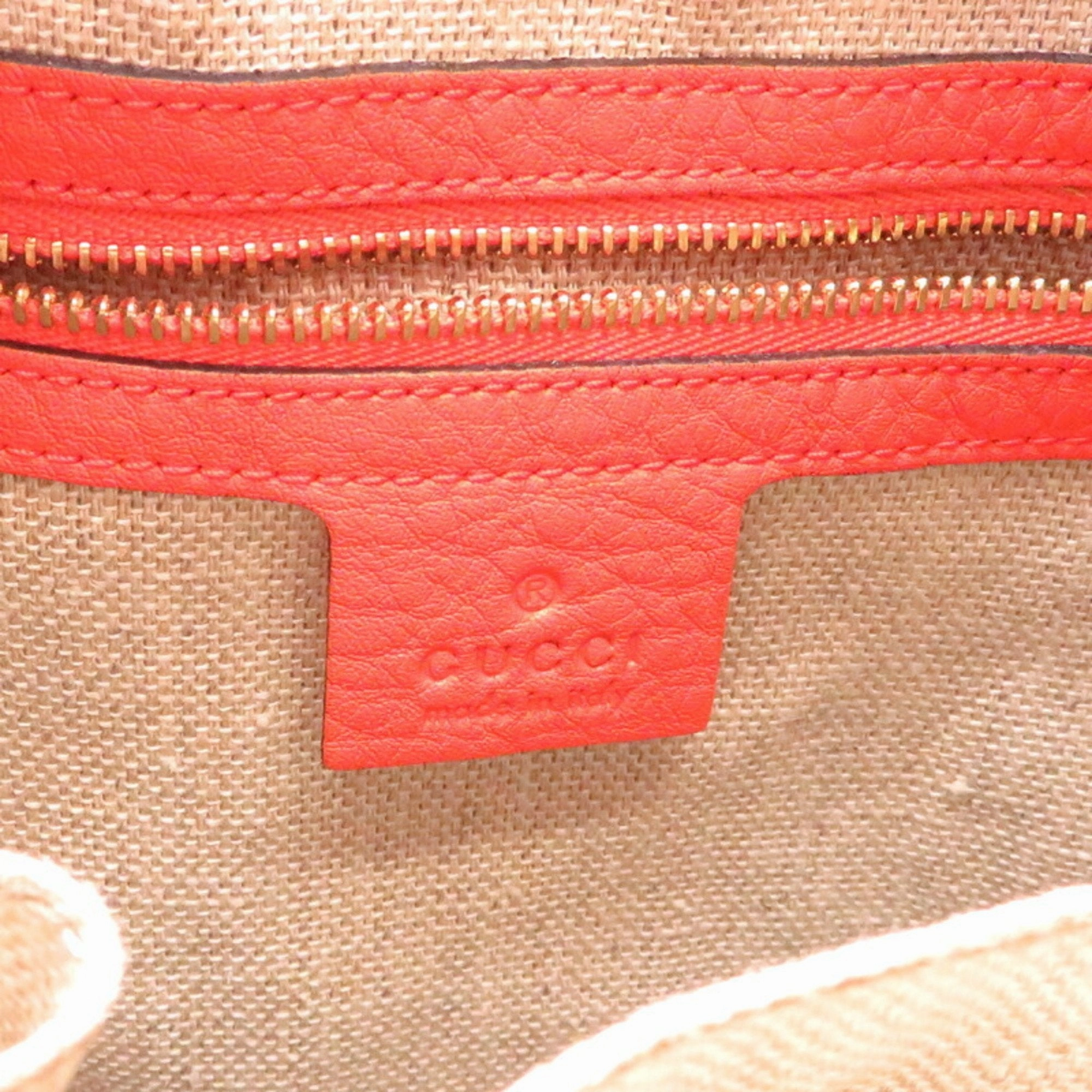 Gucci Beige Orange Gg Canvas Leather Shoulder Bag ()
