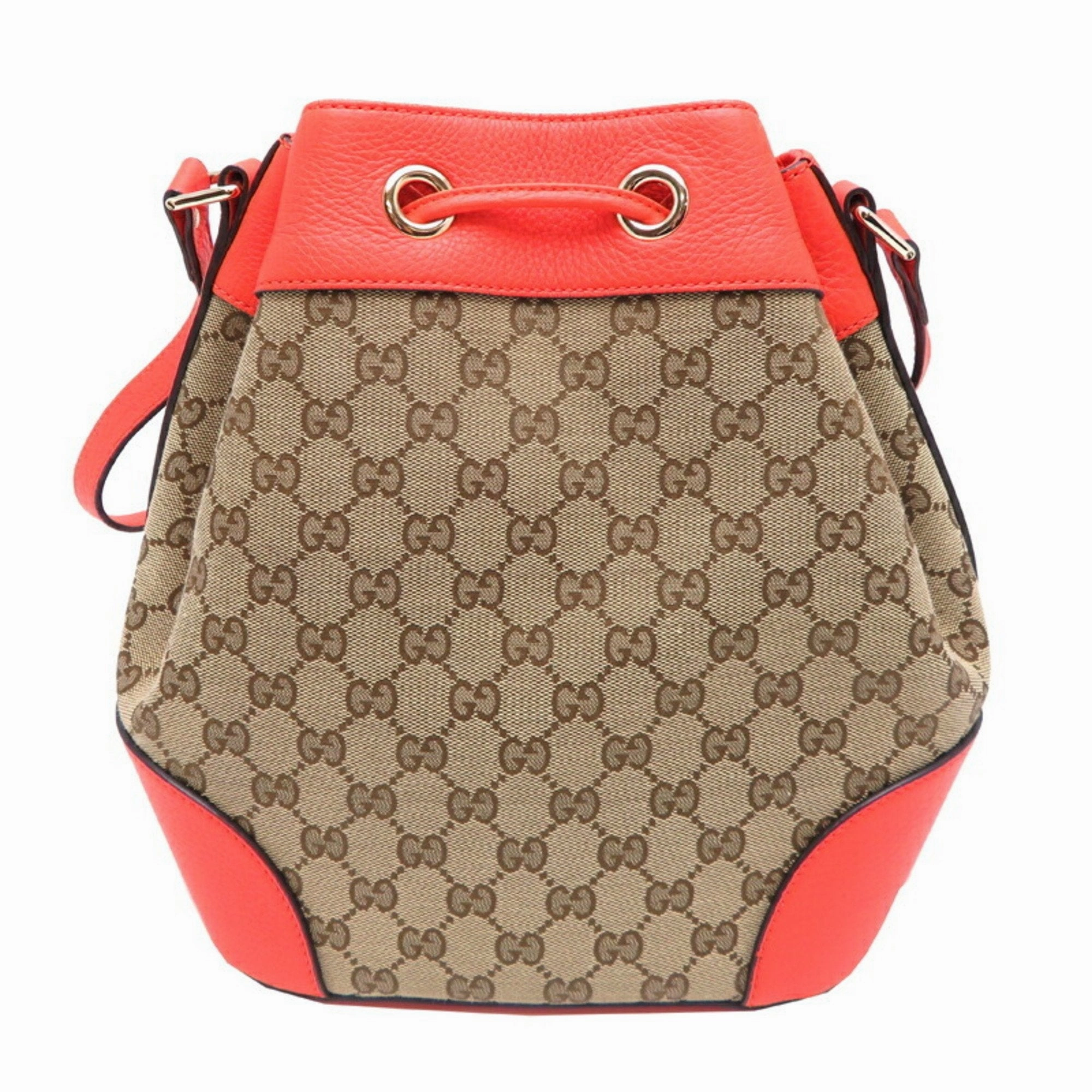 Gucci Beige Orange Gg Canvas Leather Shoulder Bag ()