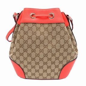 Gucci Beige Orange Gg Canvas Leather Shoulder Bag ()