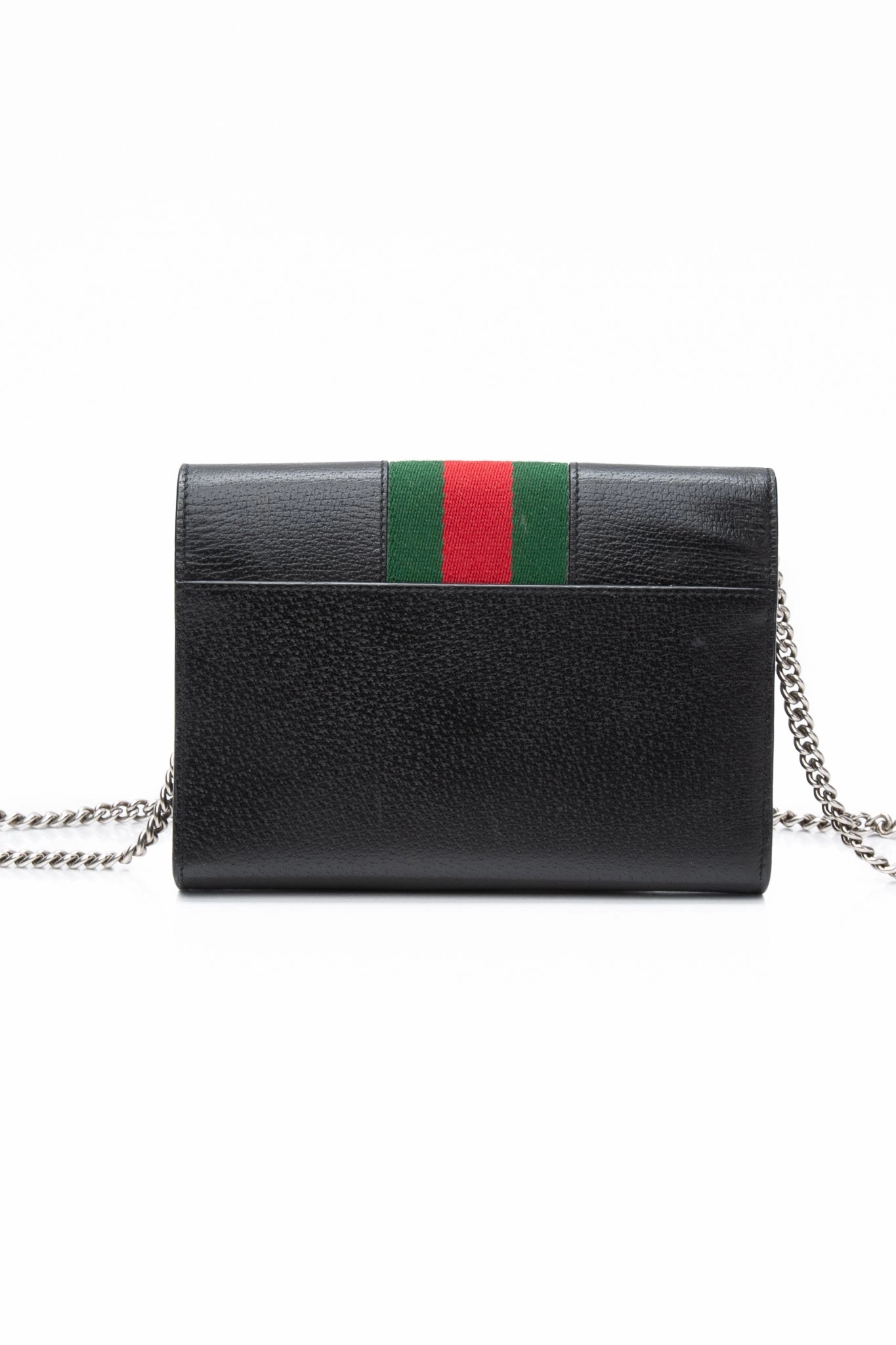 GUCCI Black Calfskin Web Mini Dionysus Chain Wallet Crossbody Bag