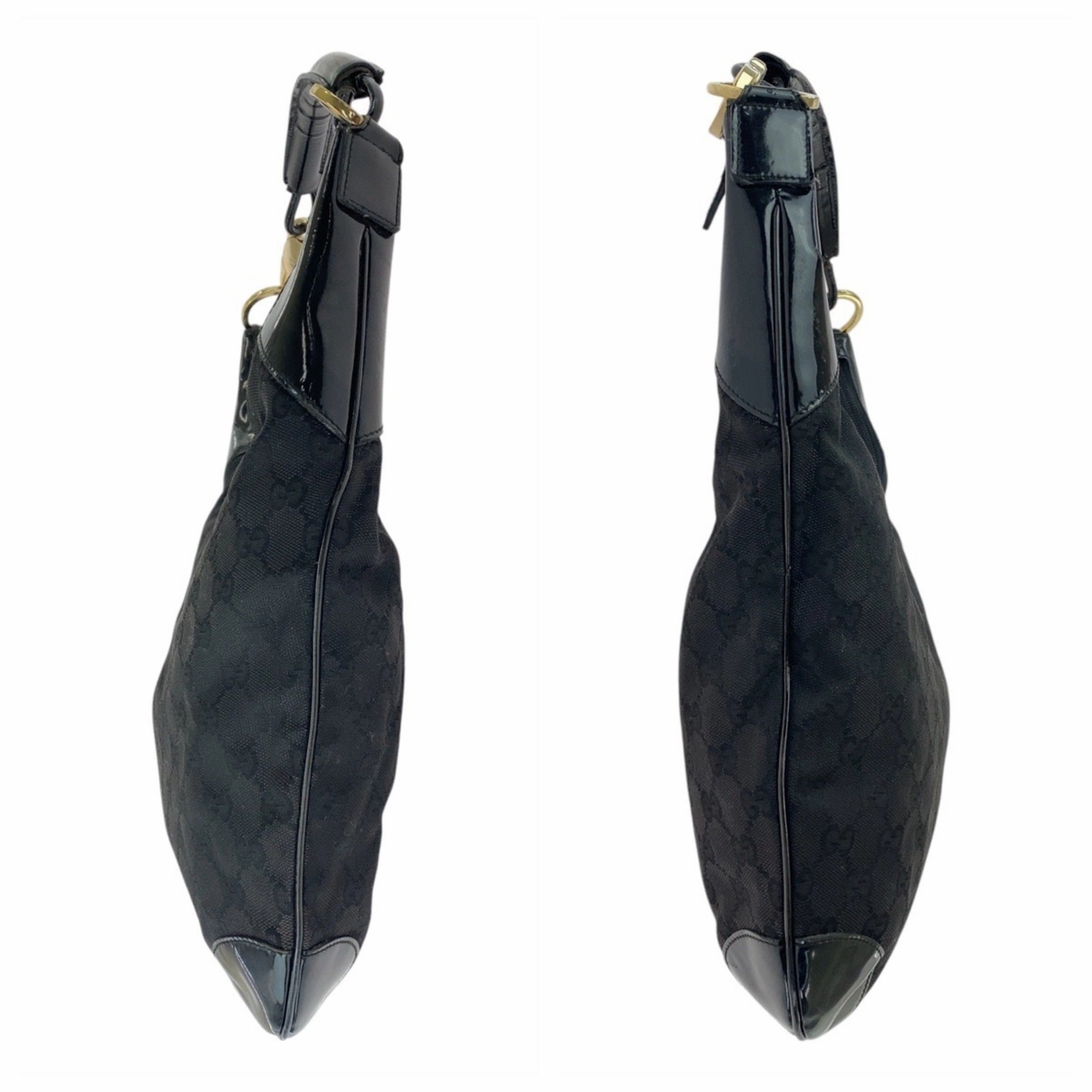 Gucci Black Gg Canvas Leather Shoulder Bag ()