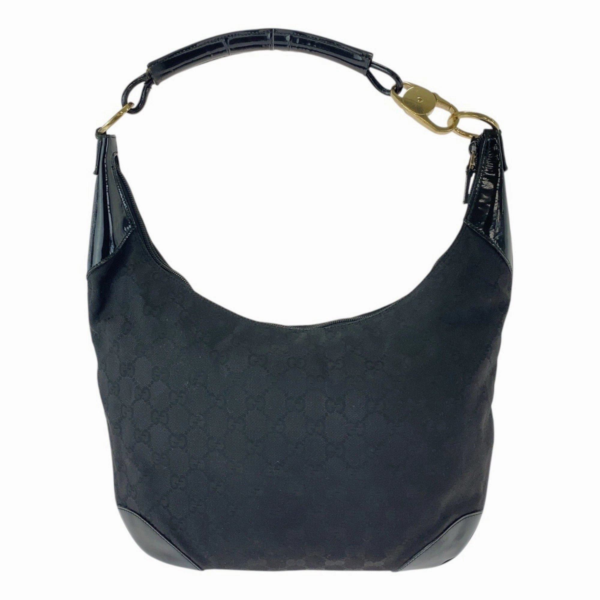 Gucci Black Gg Canvas Leather Shoulder Bag ()