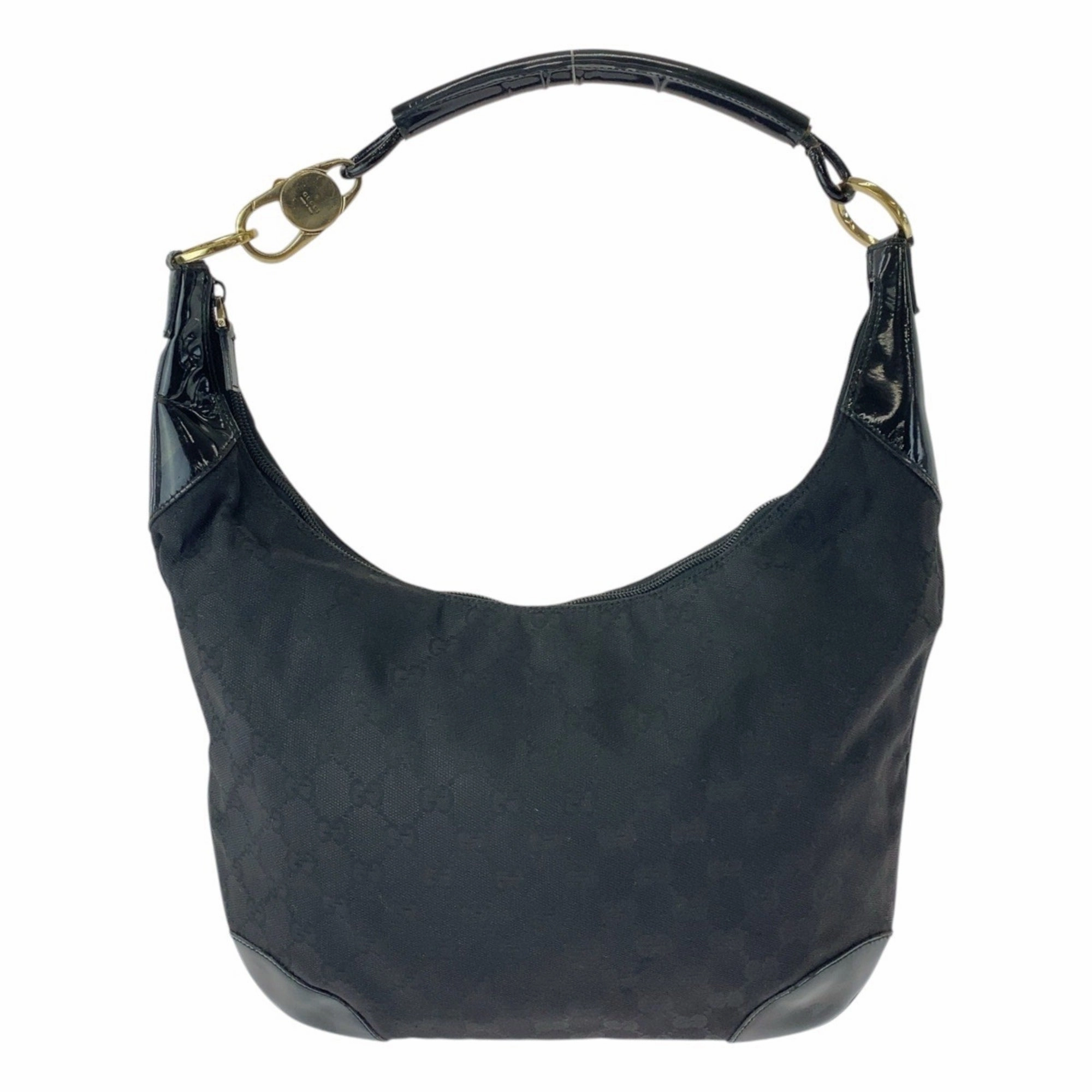 Gucci Black Gg Canvas Leather Shoulder Bag ()