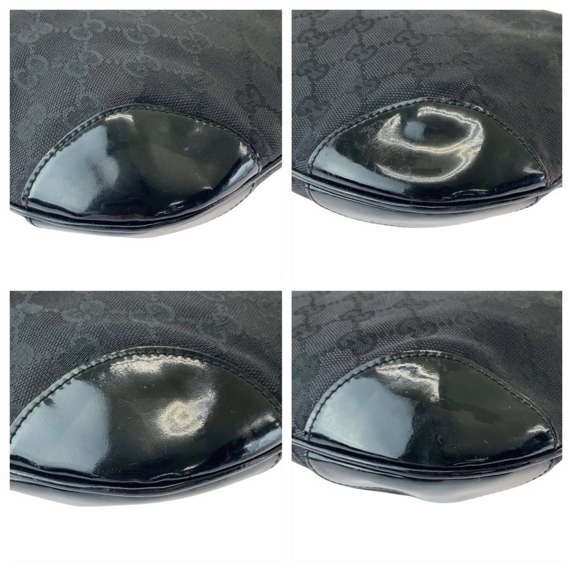 Gucci Black Gg Canvas Leather Shoulder Bag ()