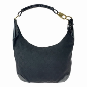 Gucci Black Gg Canvas Leather Shoulder Bag ()