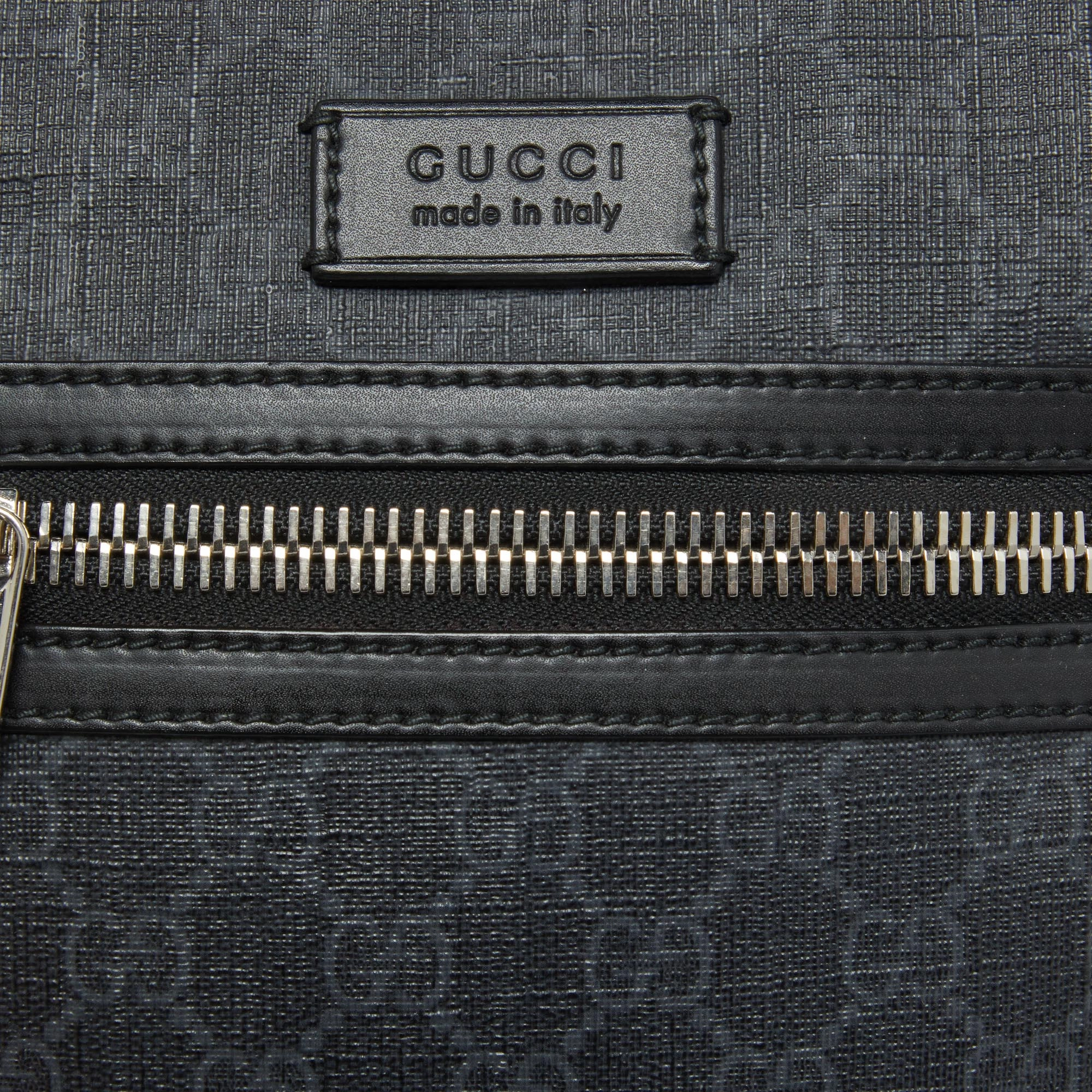 Gucci Black Gg Supreme Canvas And Leather Crossbody Bag