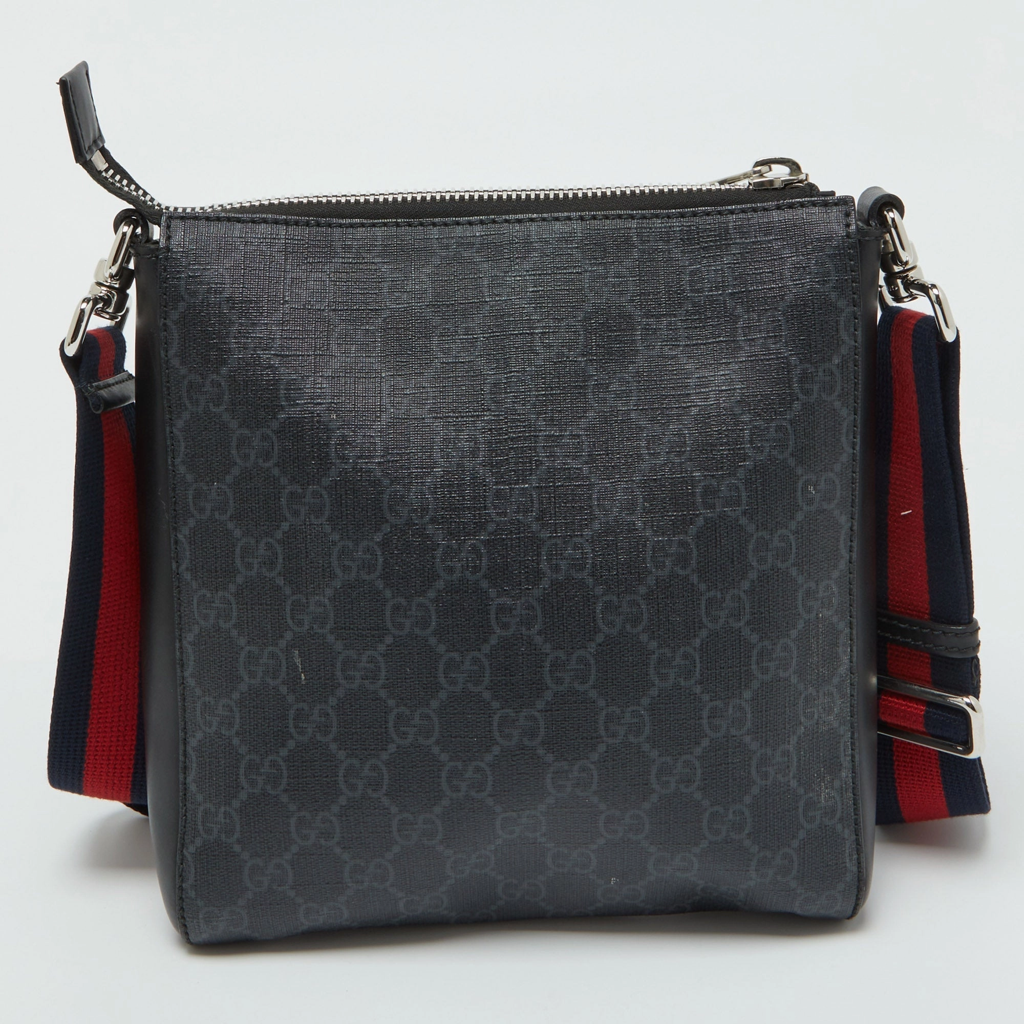 Gucci Black Gg Supreme Canvas And Leather Crossbody Bag