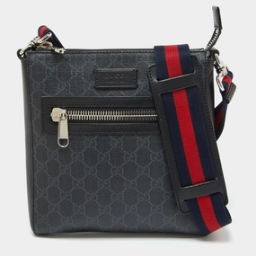 Gucci Black Gg Supreme Canvas And Leather Crossbody Bag