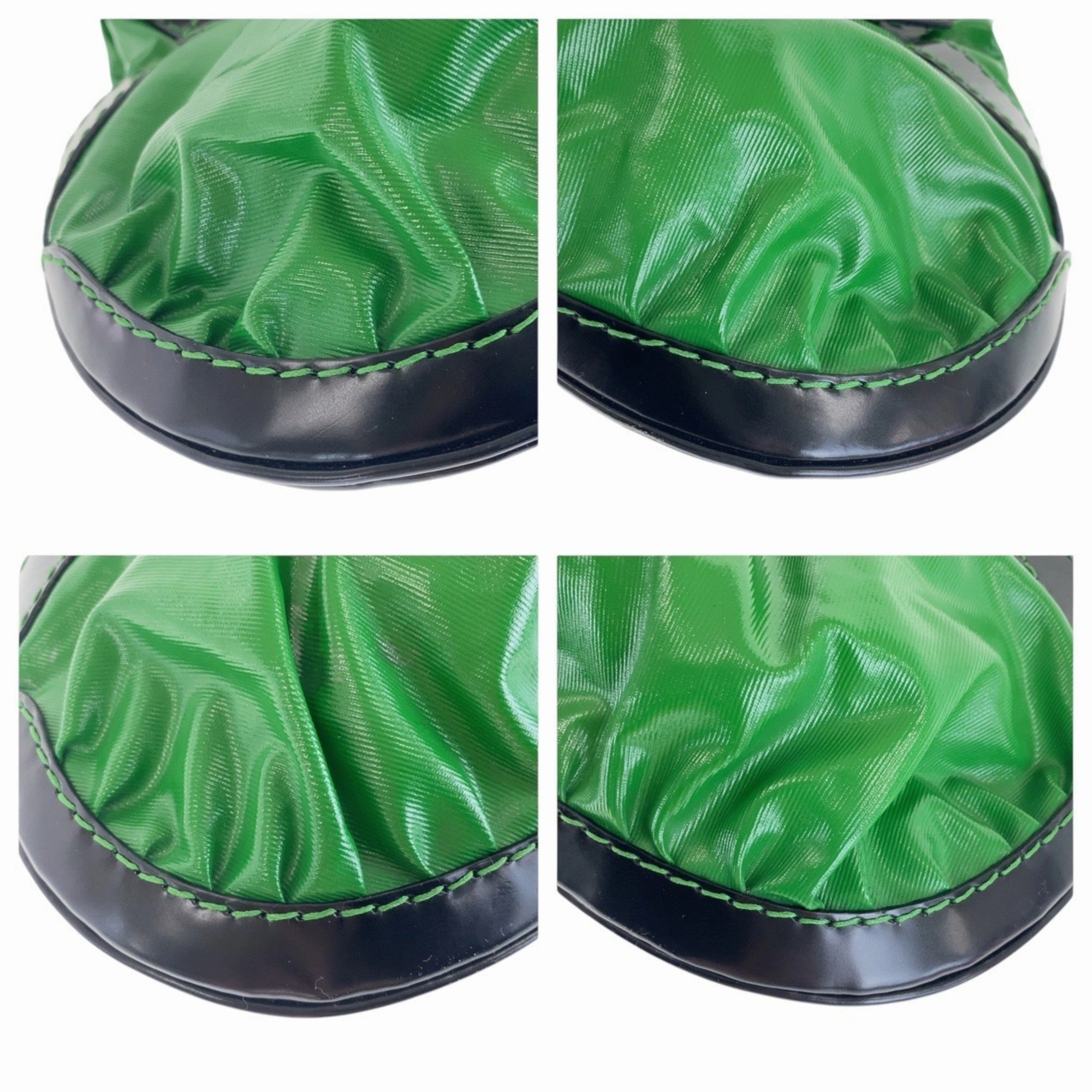 Gucci Black Green Nylon Leather Shoulder Bag ()